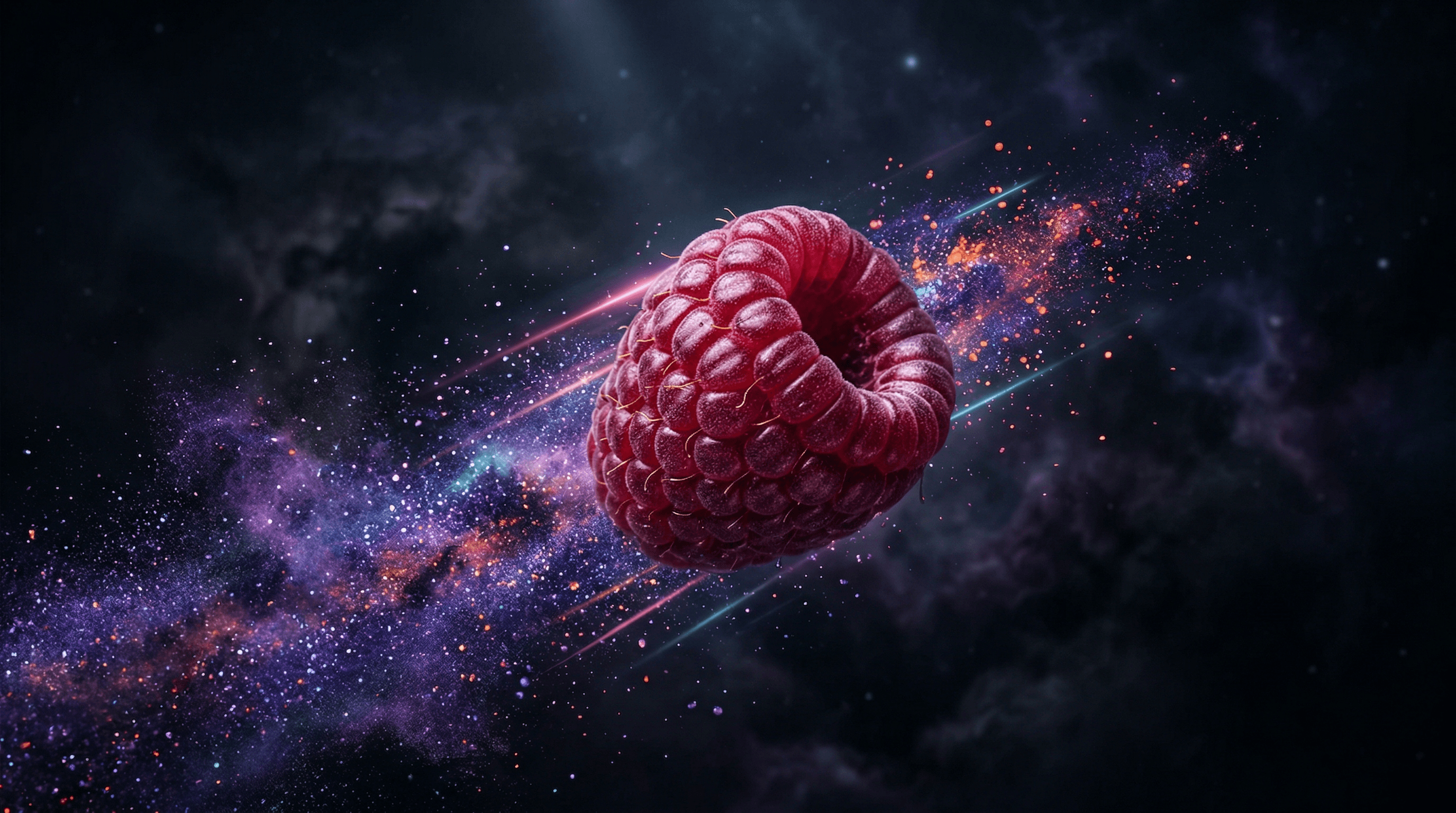Framboos — explosive raspberry in dark space