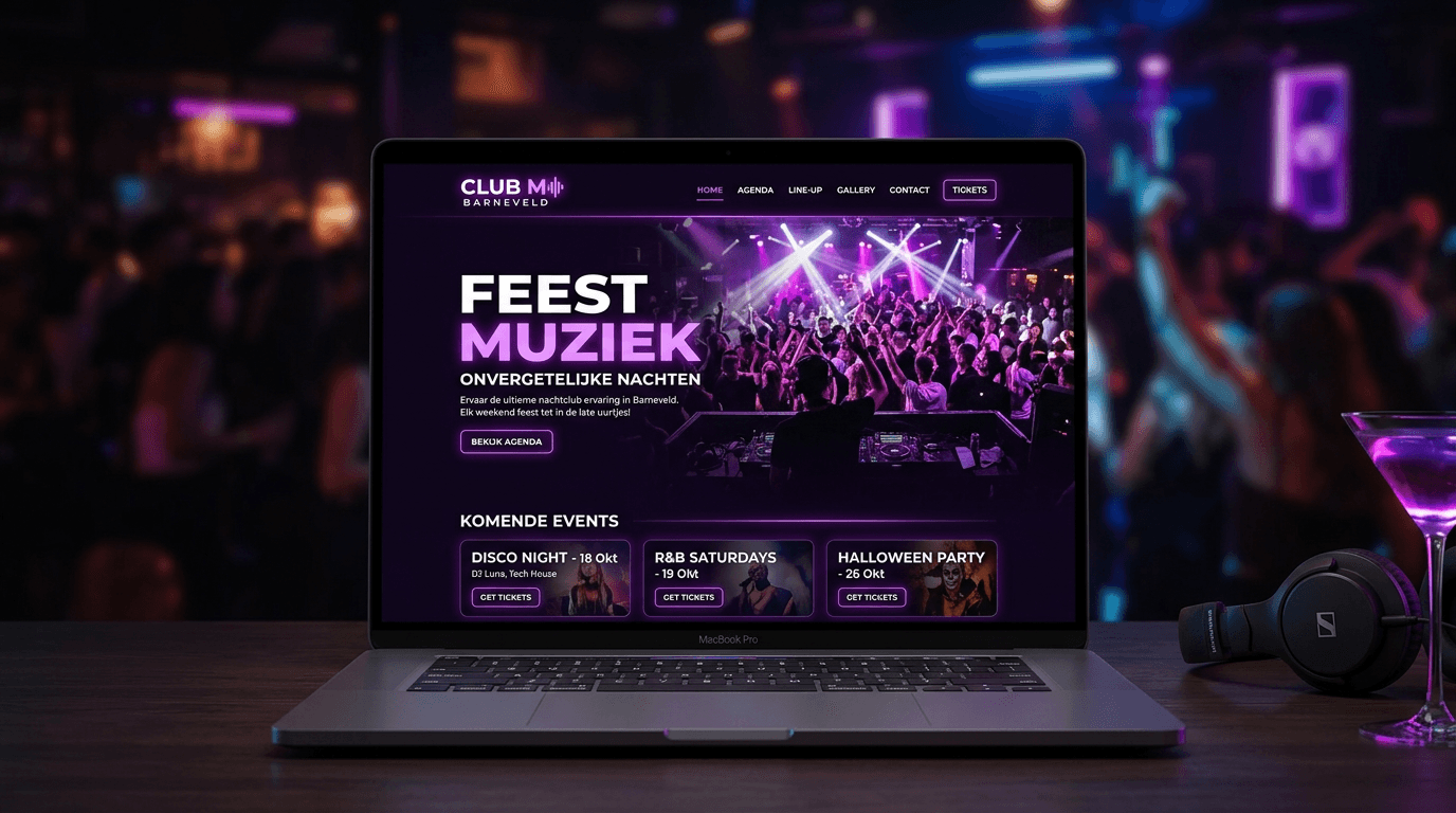 Club M Barneveld website mockup
