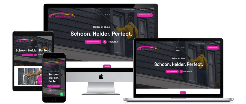 UM Helder & Shine website mockup