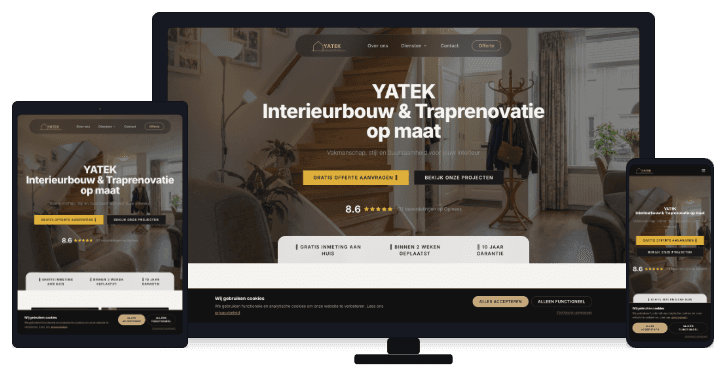 Yatek Interieurmaker website mockup