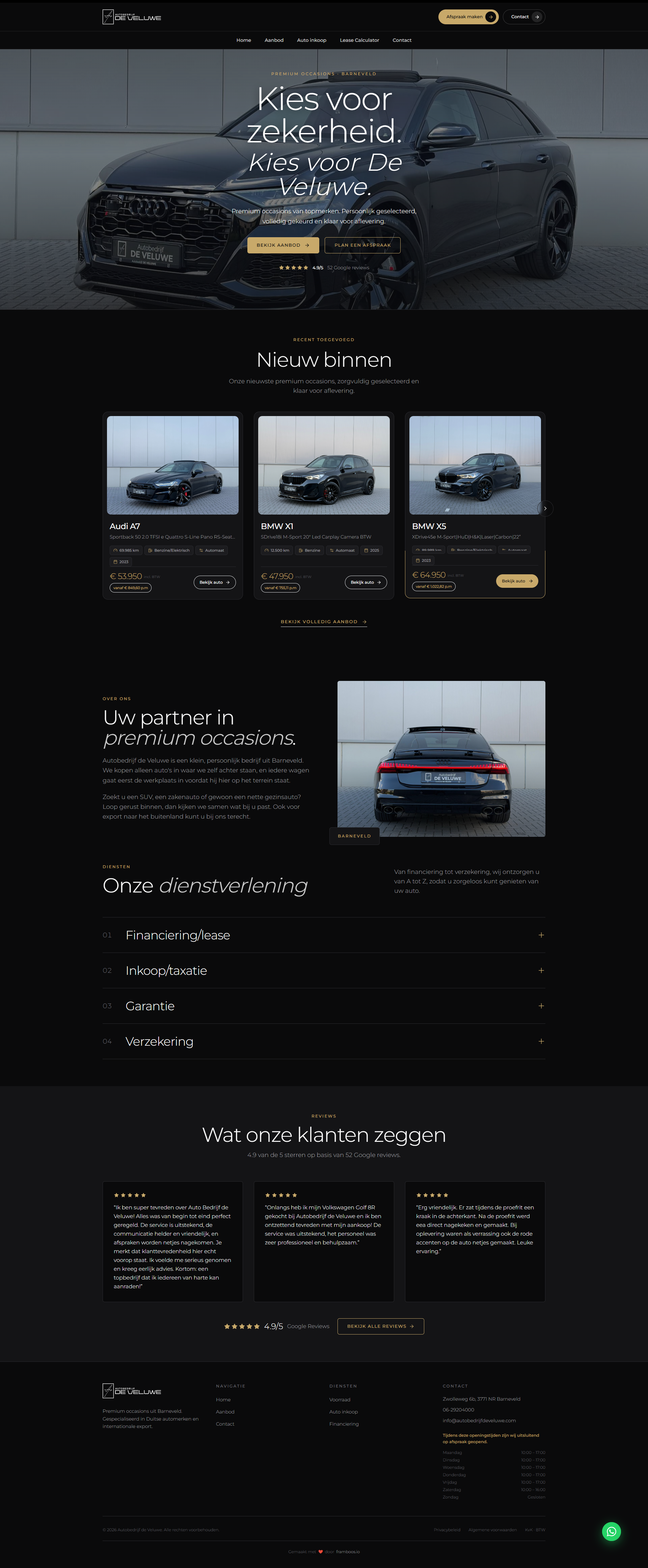 Website Autobedrijf de Veluwe — voorraadpagina