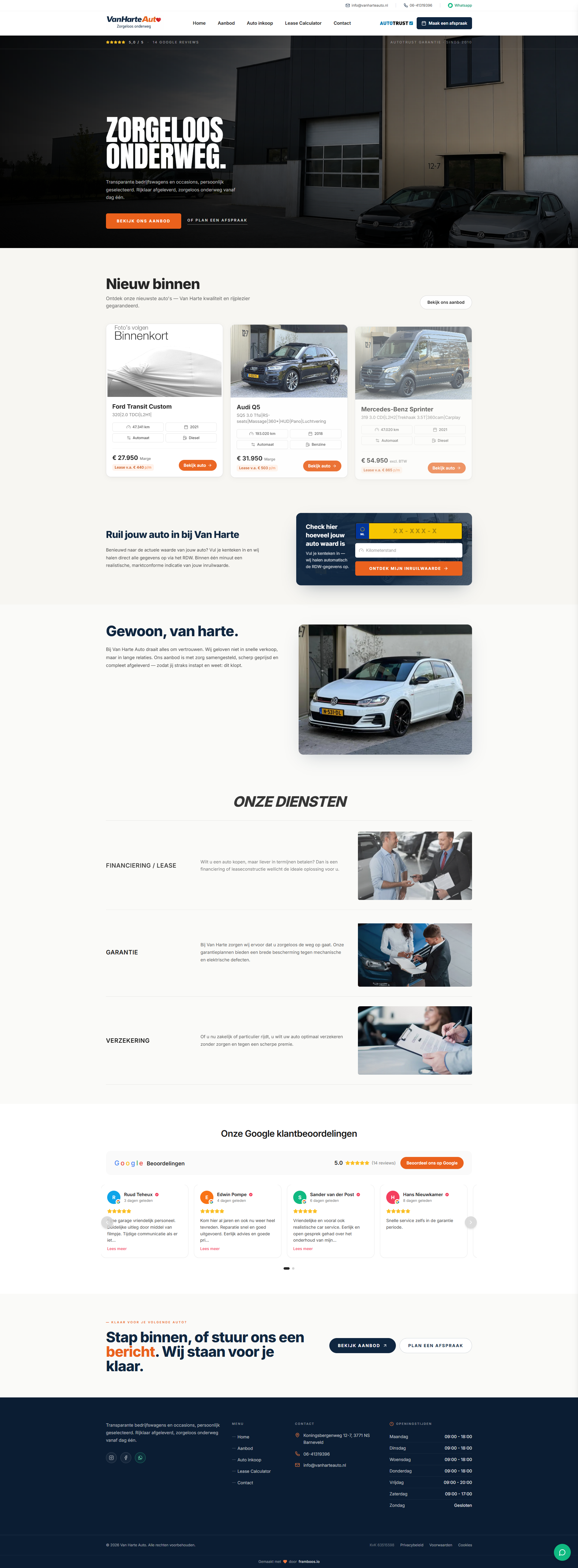 Website Van Harte Auto — maatwerk homepage