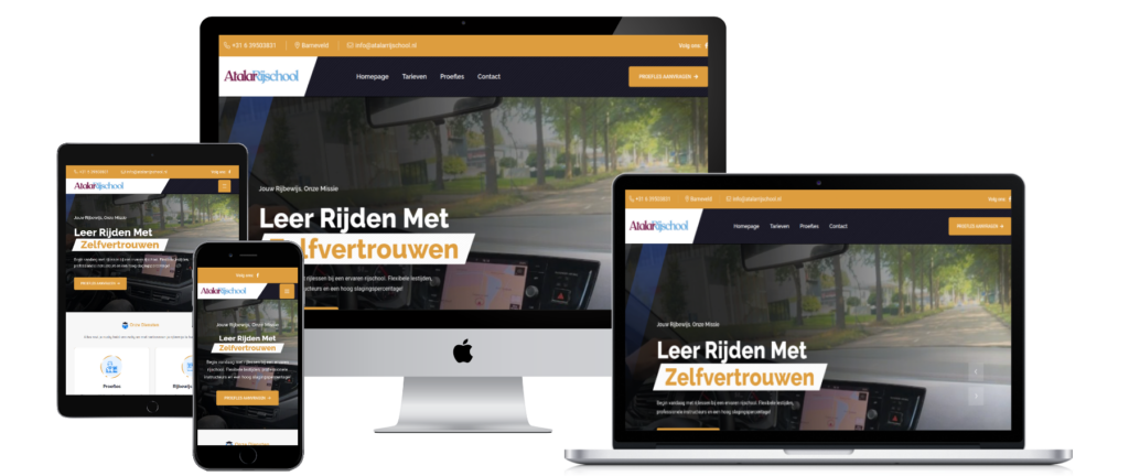 Atalar Rijschool website mockup