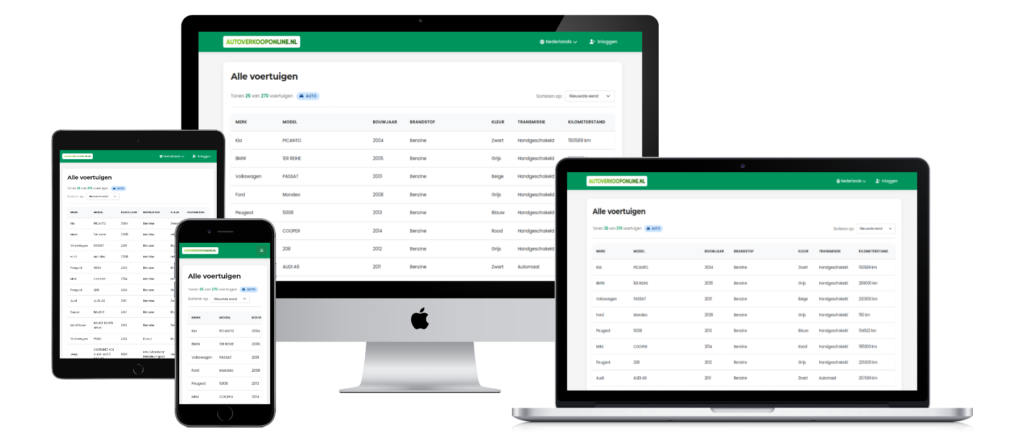 Auto Verkoop Online — Dealer website mockup
