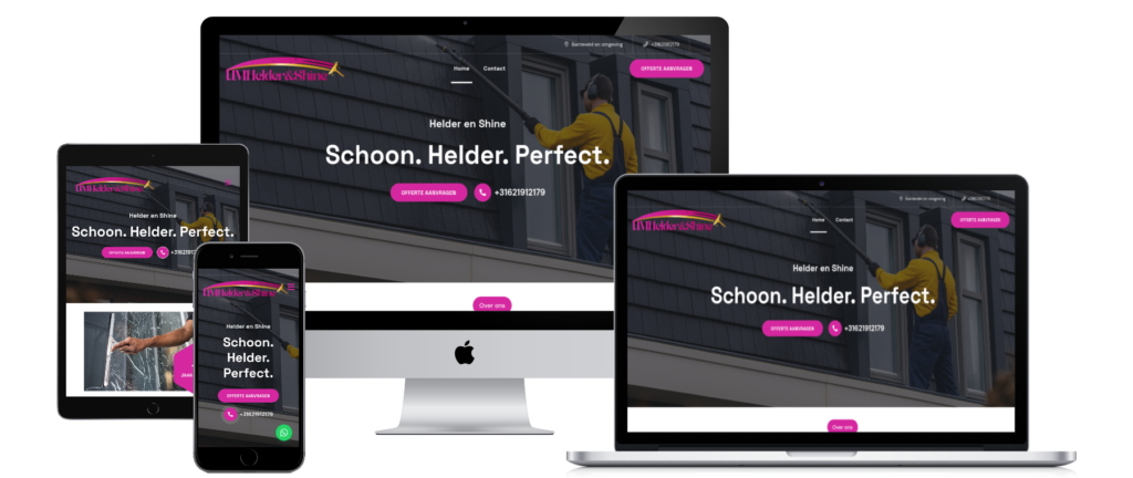 UM Helder & Shine website mockup