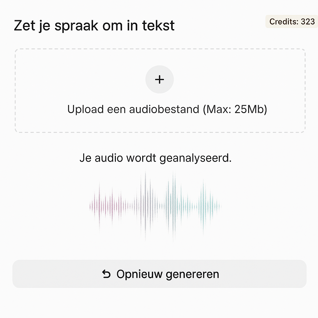 Uploaden, analyseren, genereren.